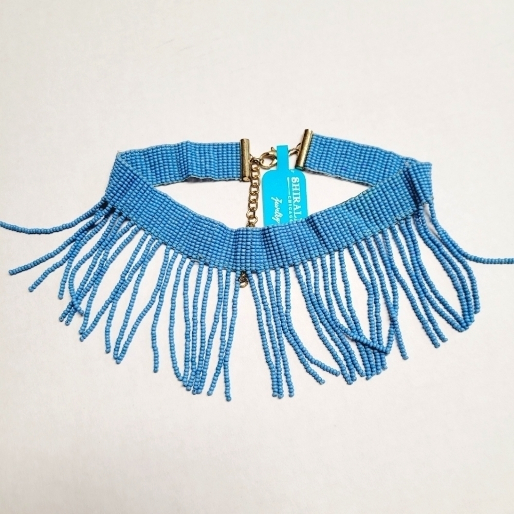 Shiraleah‎ Chicago Women's blue beaded Jass choker
